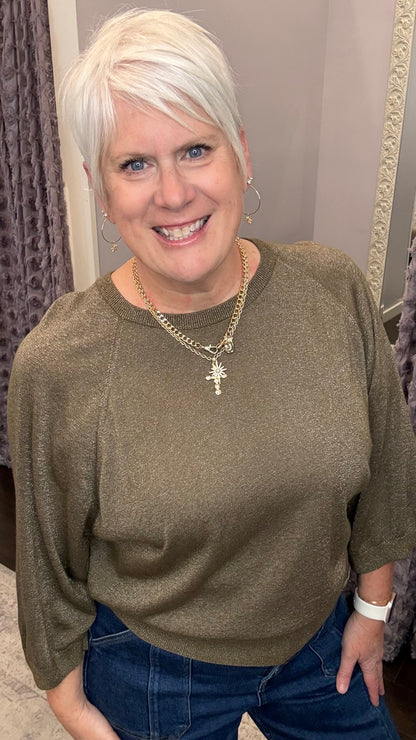 Shimmer Me Knit Top by Dex