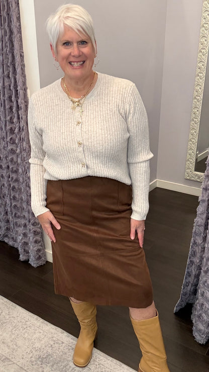 Brown Sugar Faux Suede Skirt by Dex