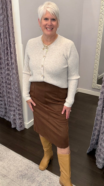 Brown Sugar Faux Suede Skirt by Dex
