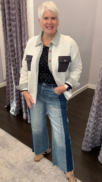 Color Me Cool Two Tone Wide Ankle Micah Denim