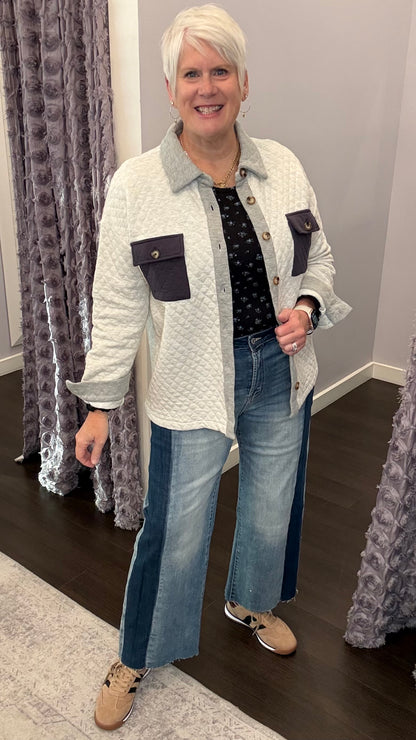Color Me Cool Two Tone Wide Ankle Micah Denim