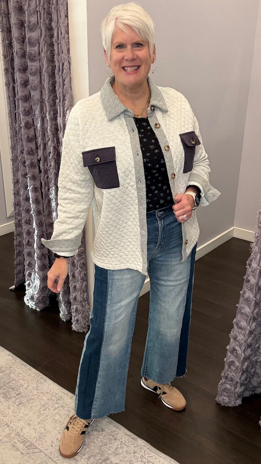 Color Me Cool Two Tone Wide Ankle Micah Denim