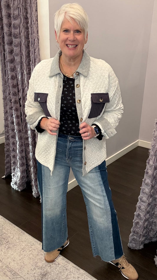 Color Me Cool Two Tone Wide Ankle Micah Denim