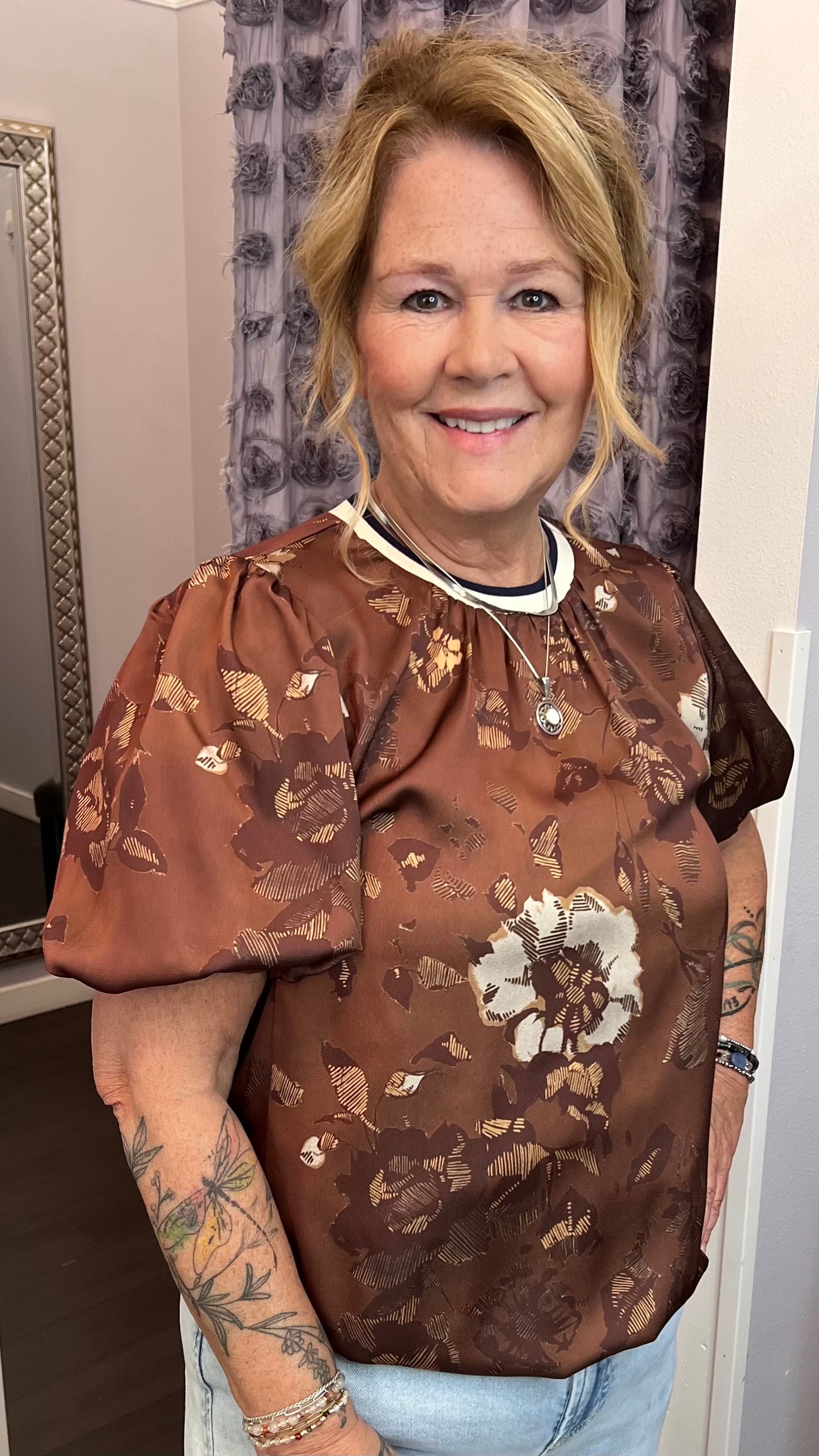 Mocha Blooms Top by THML