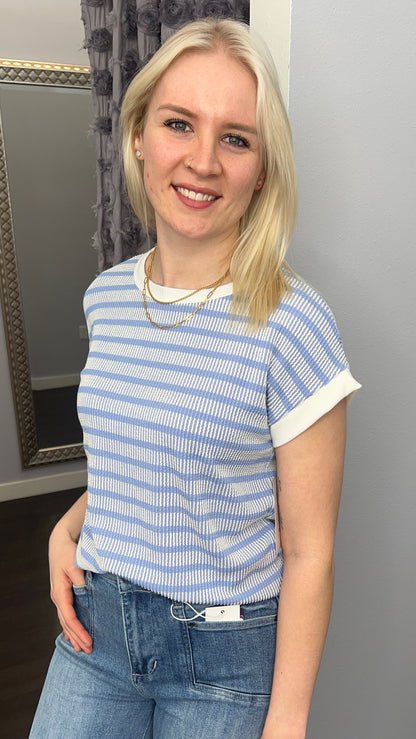 Color Band Ribbed Top
