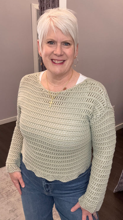 Calm & Collected Knit Top in Washed Sage by Dex