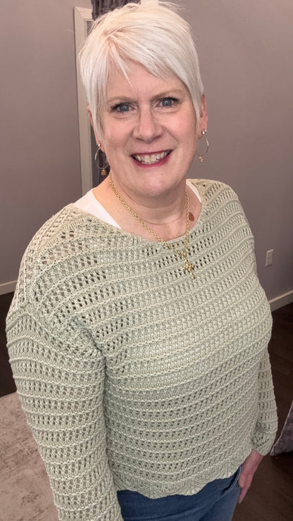 Calm & Collected Knit Top in Washed Sage by Dex