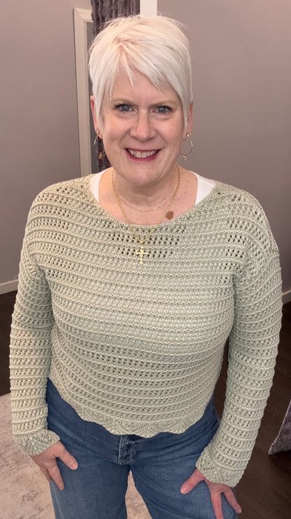Calm & Collected Knit Top in Washed Sage by Dex