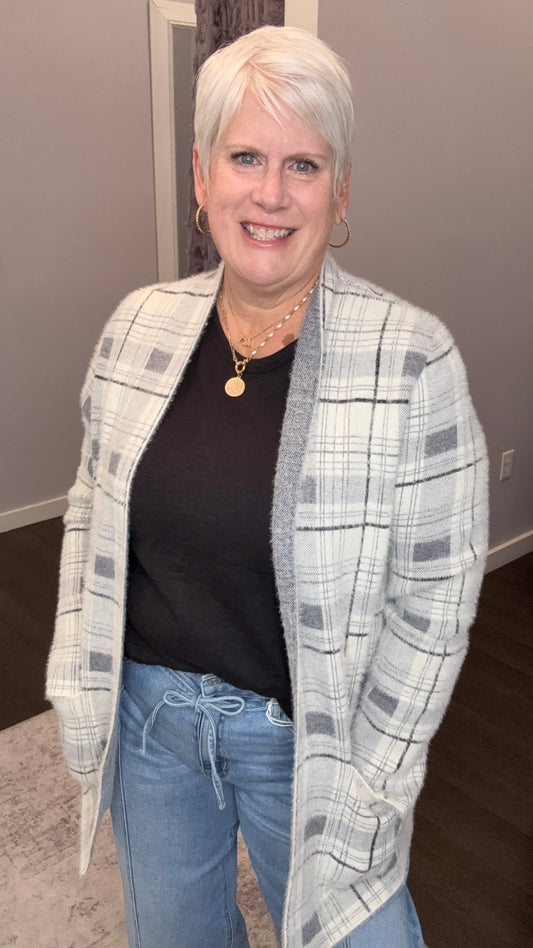 Cozy Grid Cardigan