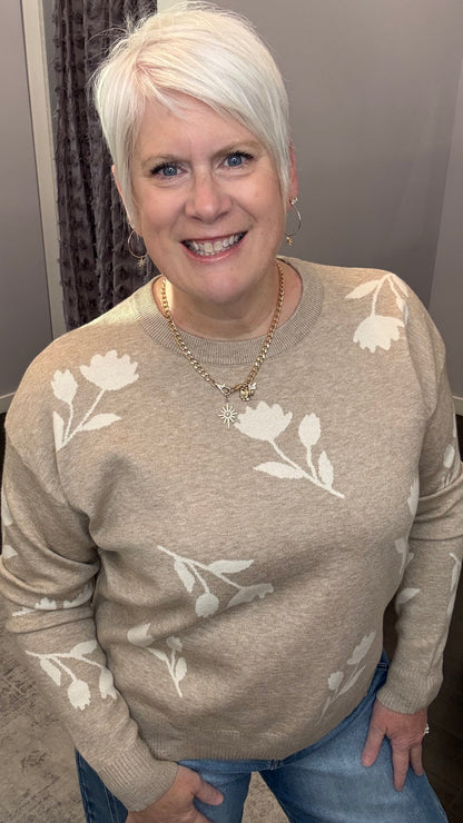 Sweet Cream Blooms Sweater