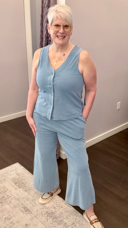 Allium Pants in Light Denim Blue by Thread & Supply