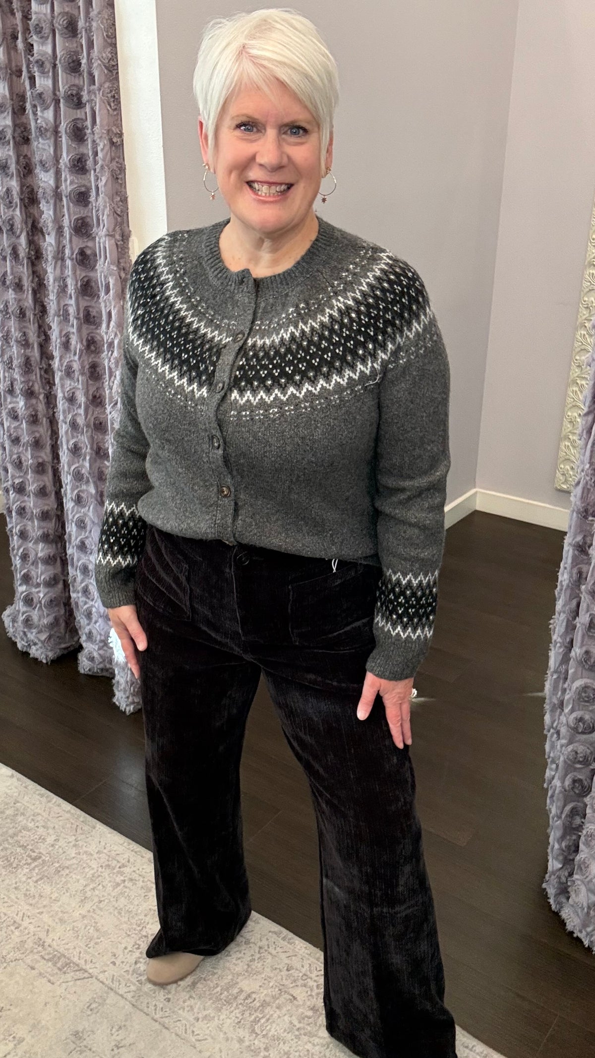 Audrey High Rise Wide Leg Corduroy Pants in Black by Dear John