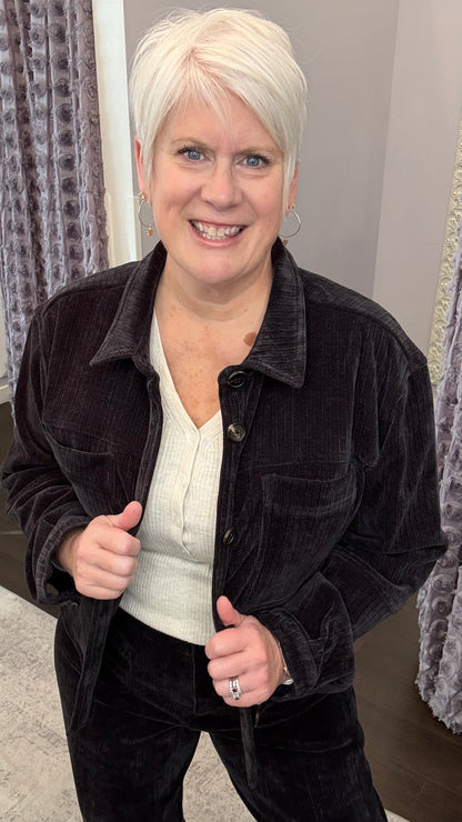 Cropped Gina Jacket in Black by Dear John