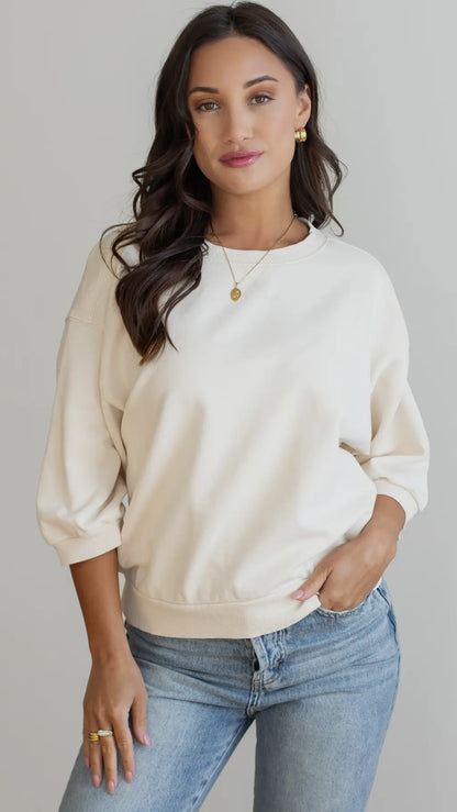Short Sleeve Washed Sweatshirt