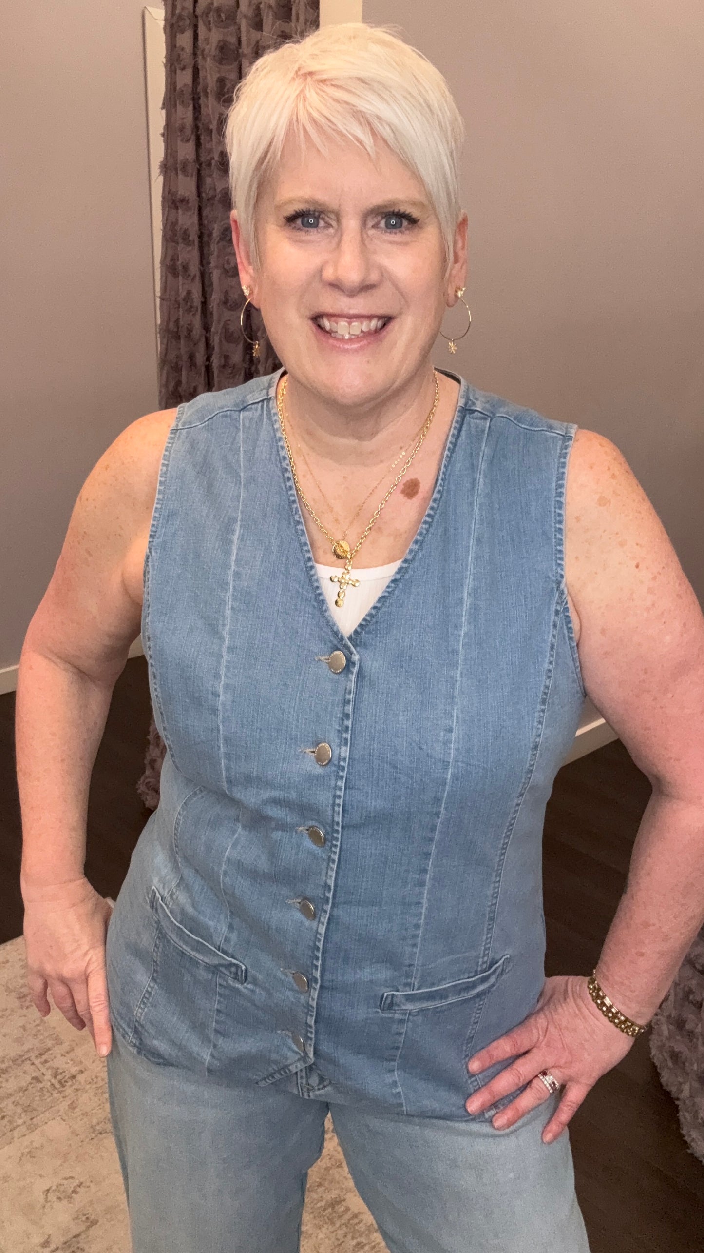 Prue Denim Vest in Dark Arthlow by Dear John