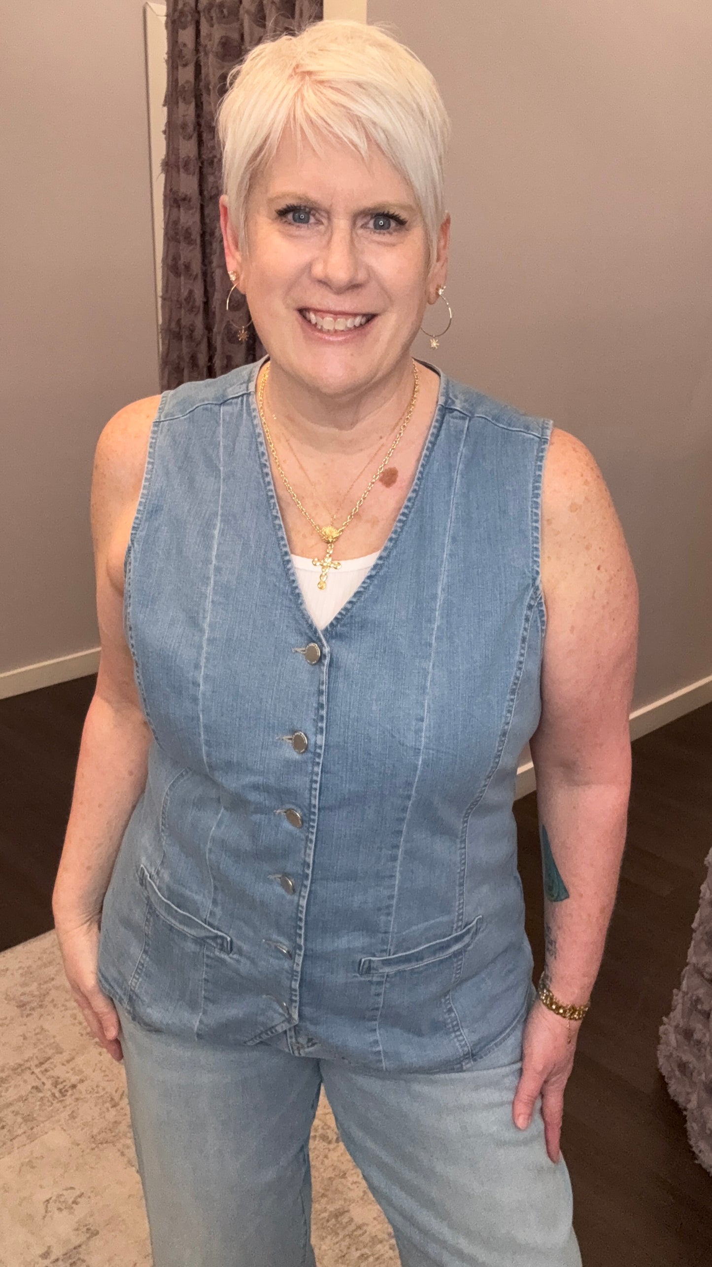 Prue Denim Vest in Dark Arthlow by Dear John