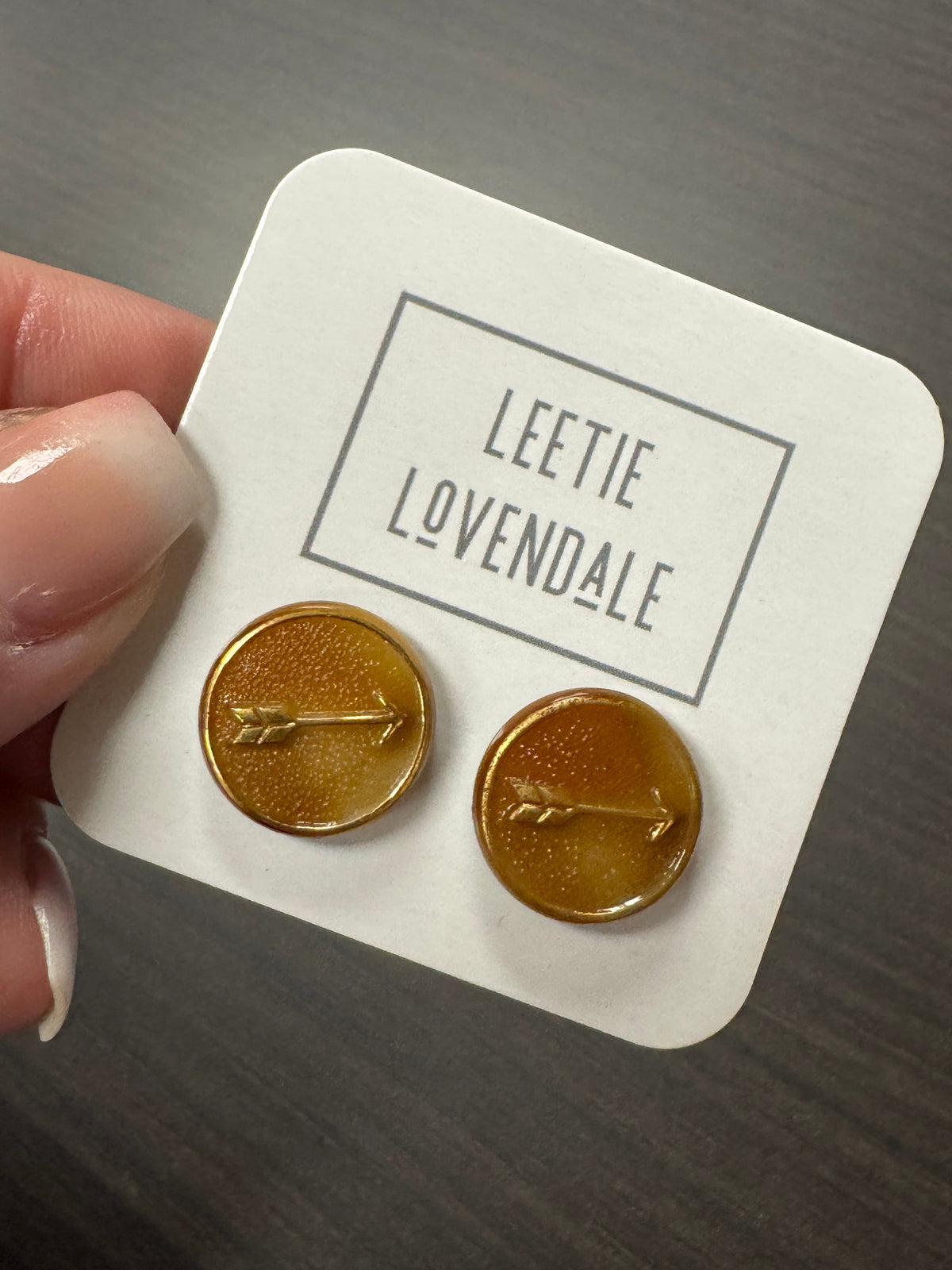 Gold & Caramel Directions Glass Stud Earrings