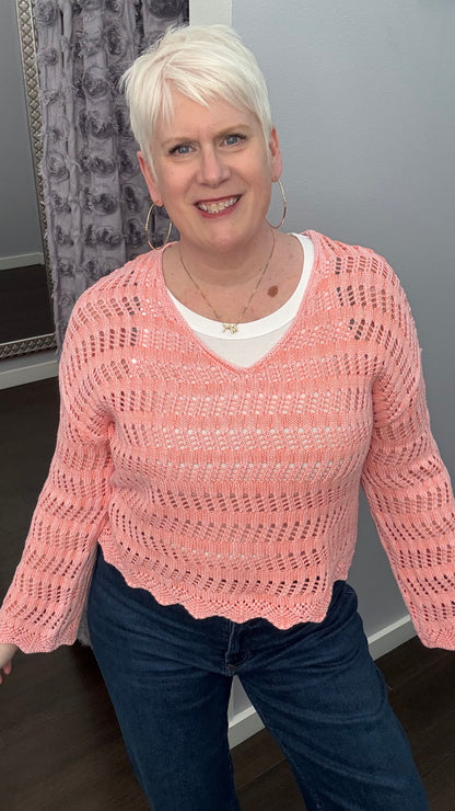 Washed Apricot Crochet Sweater by Dex