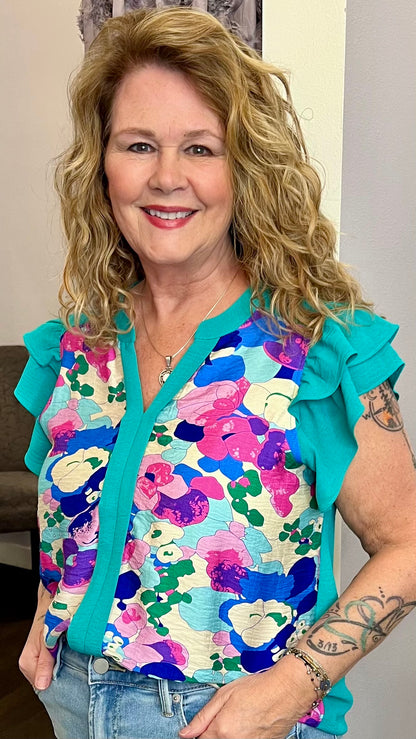 Turquoise Bloom Top