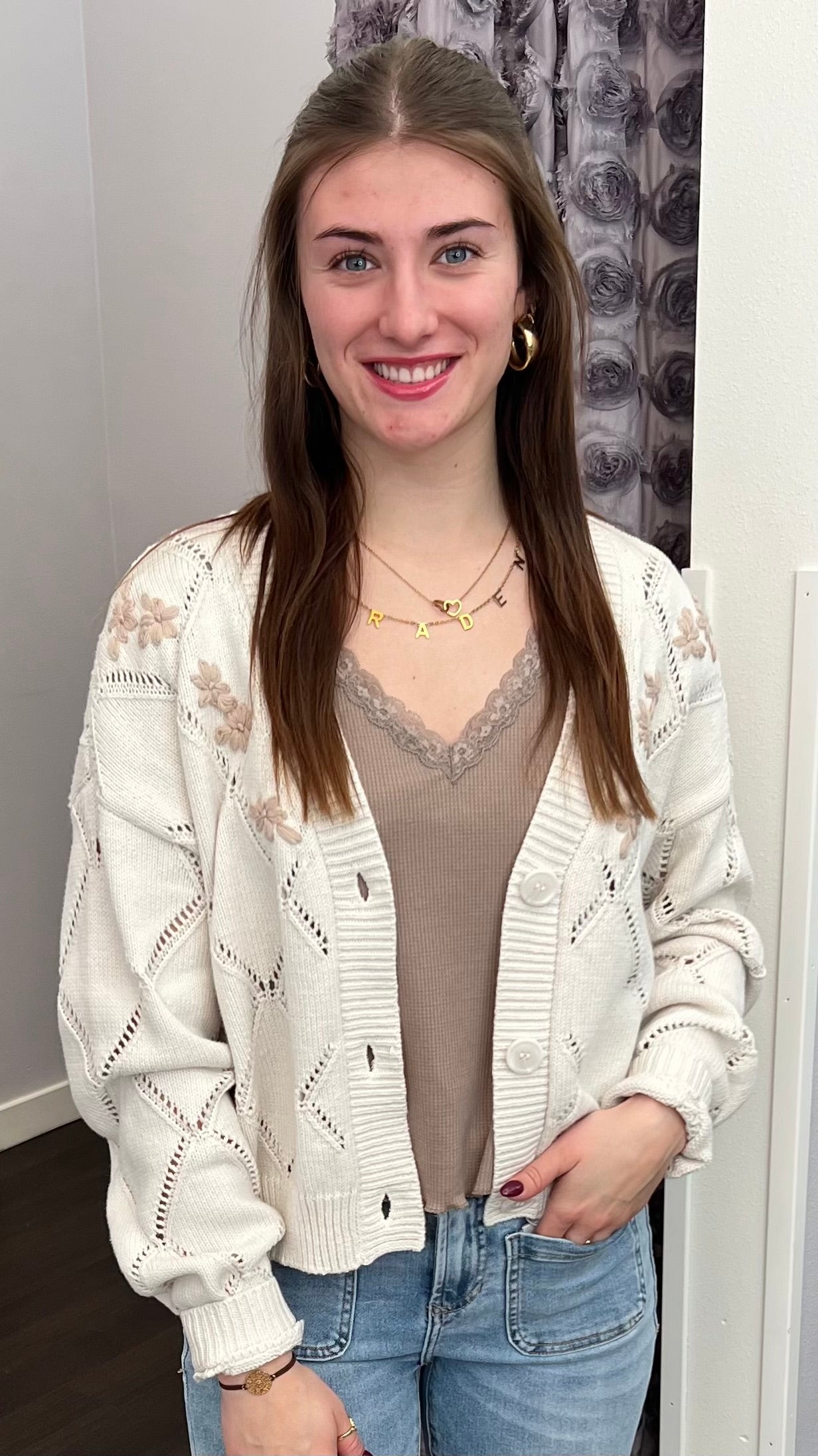 Garden Whisper Pointelle Cardigan by Dex