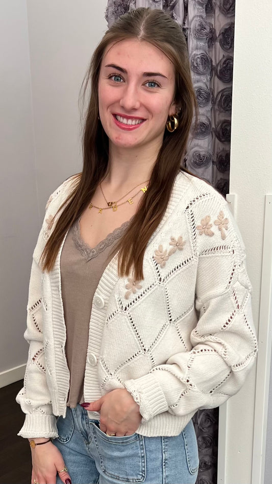 Garden Whisper Pointelle Cardigan by Dex