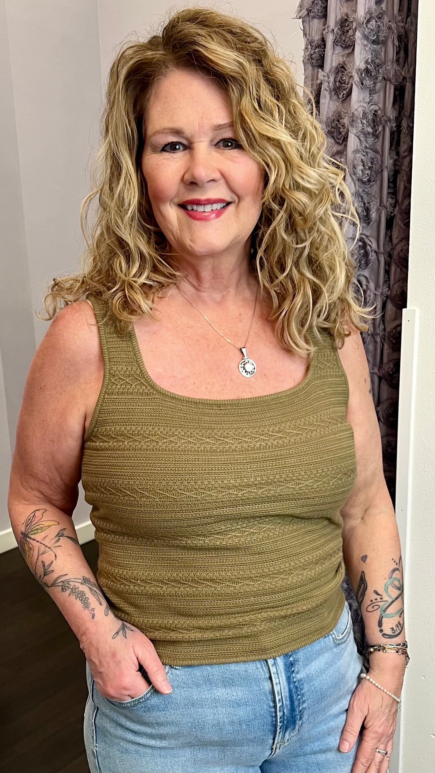 Olive Hour Knit Tank by Dex