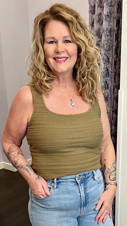 Olive Hour Knit Tank by Dex