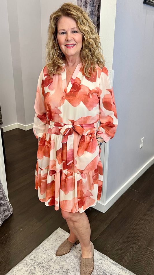 Petal Glow Tie-Waist Dress by Dex