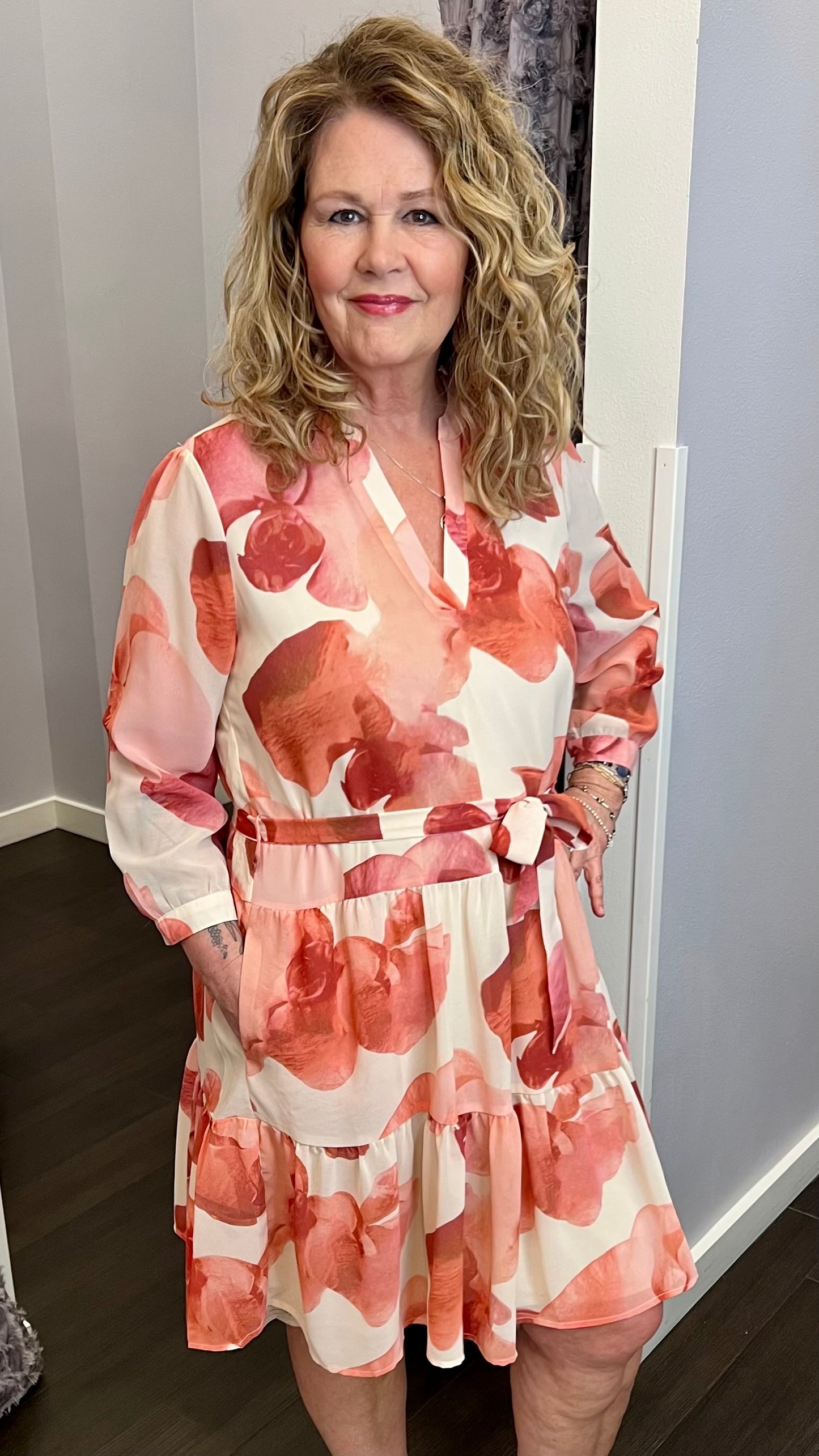 Petal Glow Tie-Waist Dress by Dex