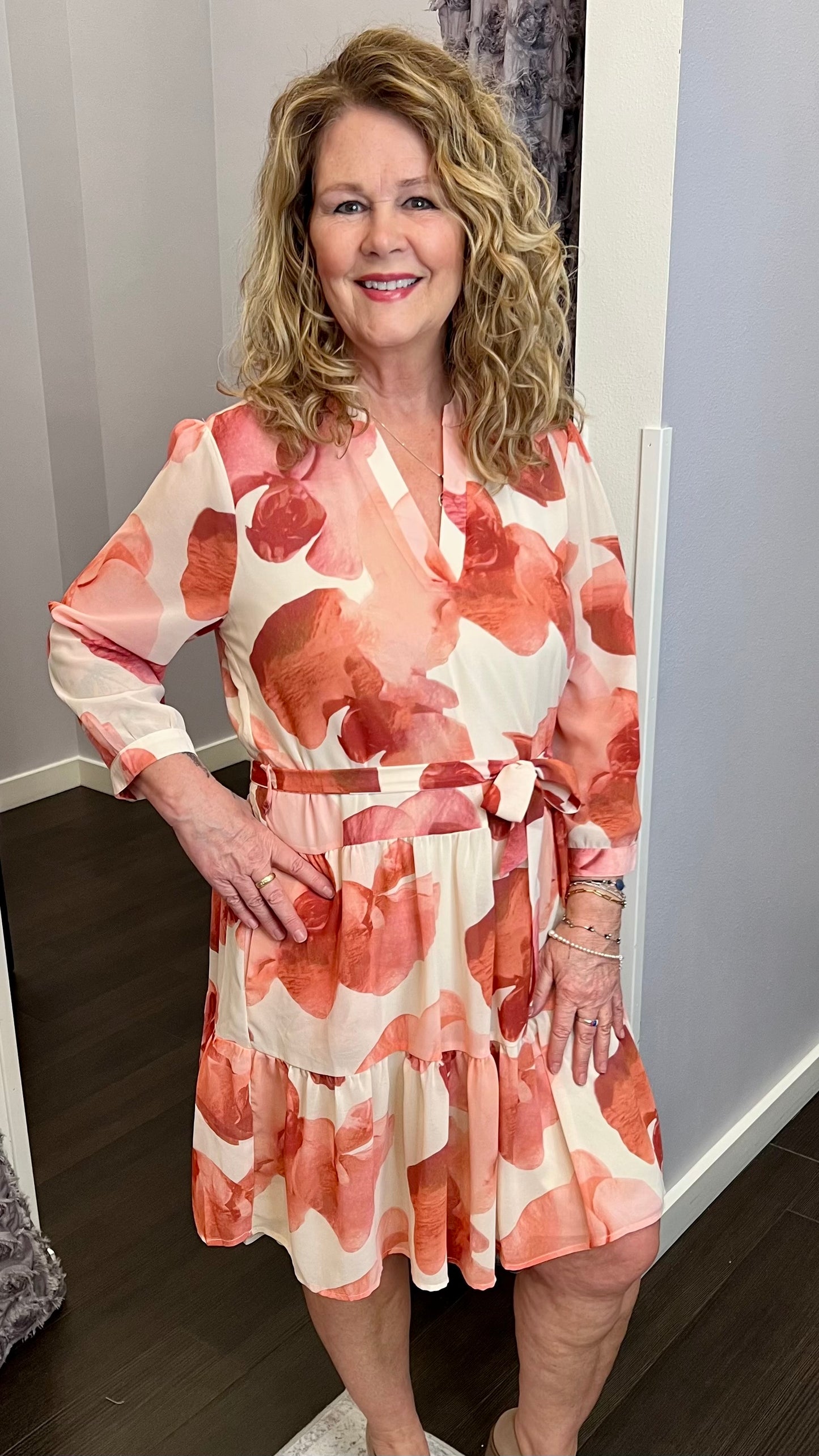 Petal Glow Tie-Waist Dress by Dex