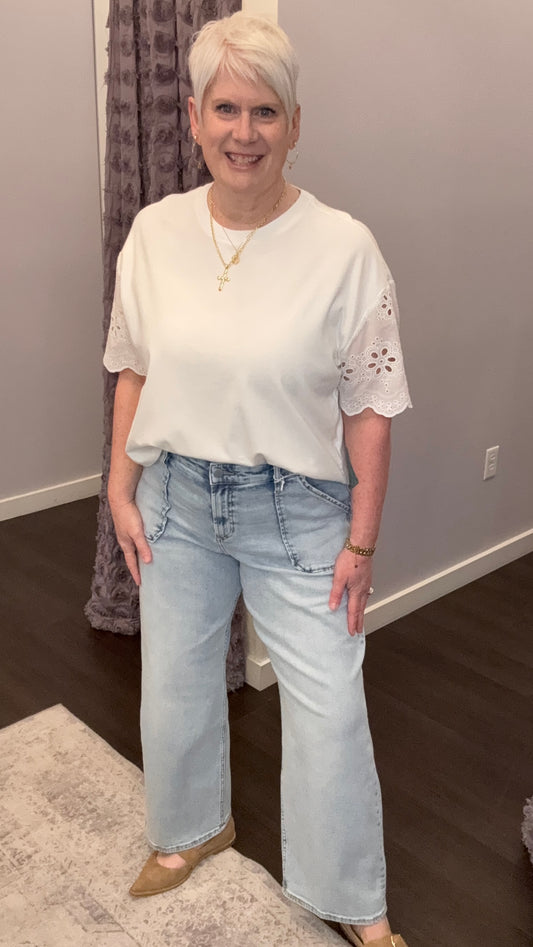 Taylor Mid Rise Jeans in French Cloud by Dear John