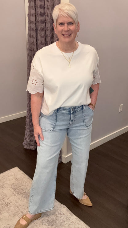 Taylor Mid Rise Jeans in French Cloud by Dear John