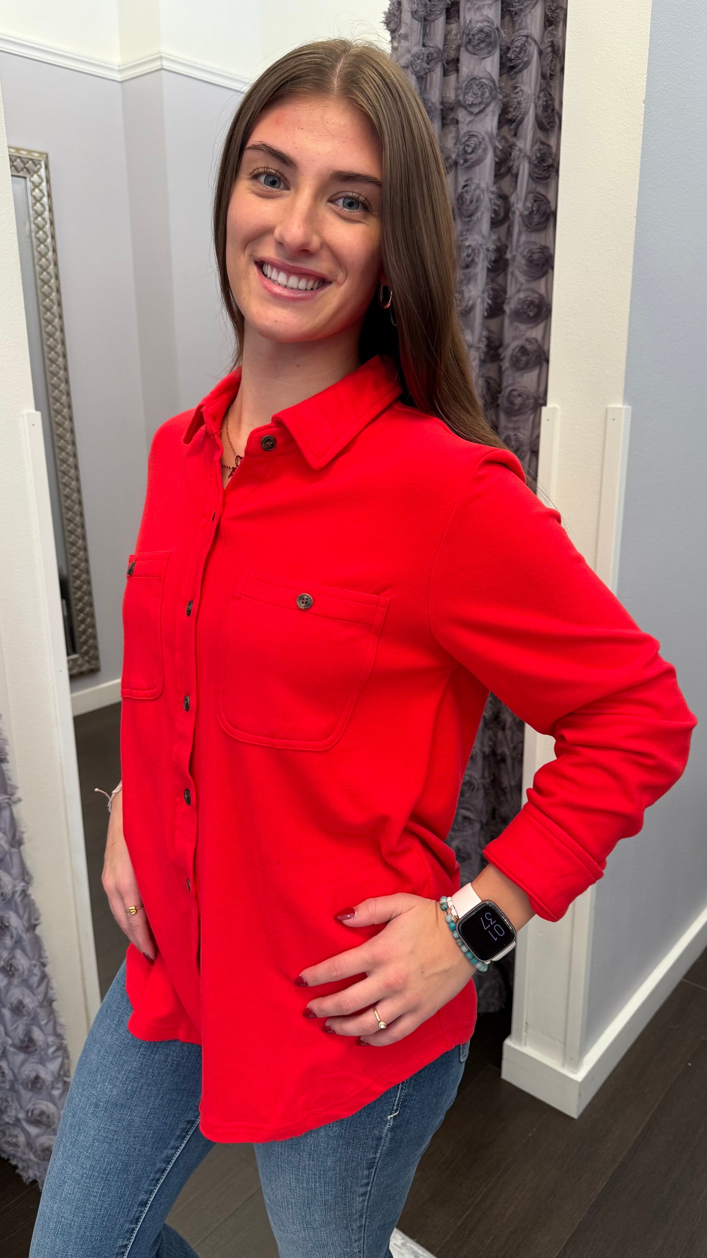 Red Super Soft Button Up