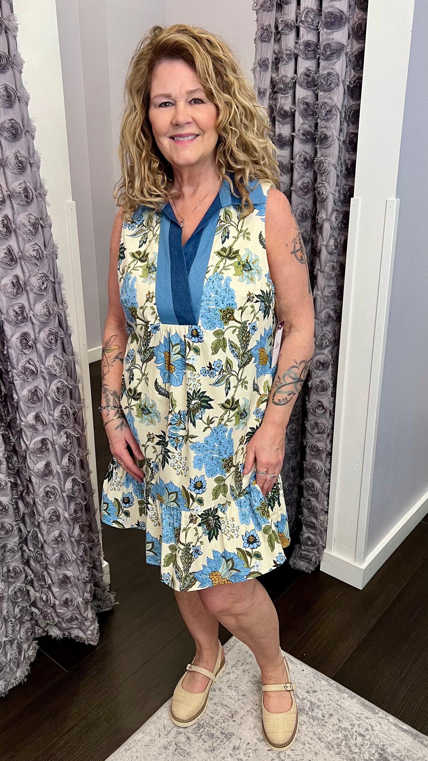 Blue Meadow Tiered Dress by THML