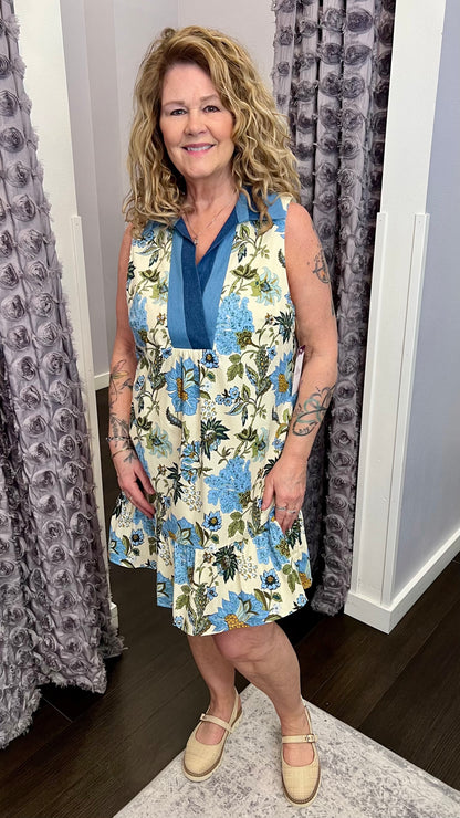 Blue Meadow Tiered Dress by THML