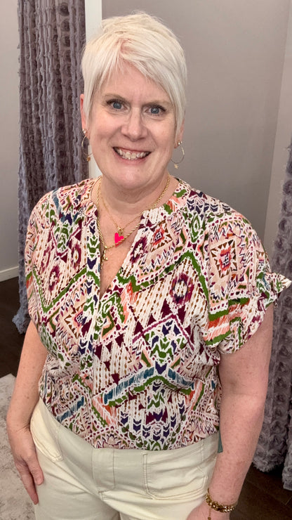 Julia Top in Tropical Ikat by Dear John