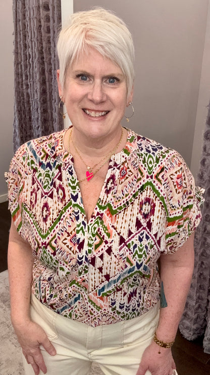 Julia Top in Tropical Ikat by Dear John