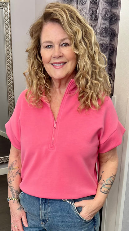 Strawberry Lemonade 1/4 Zip Scuba Top