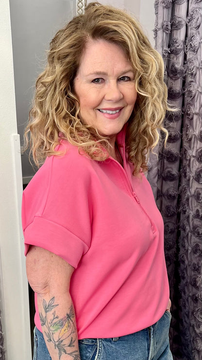 Strawberry Lemonade 1/4 Zip Scuba Top