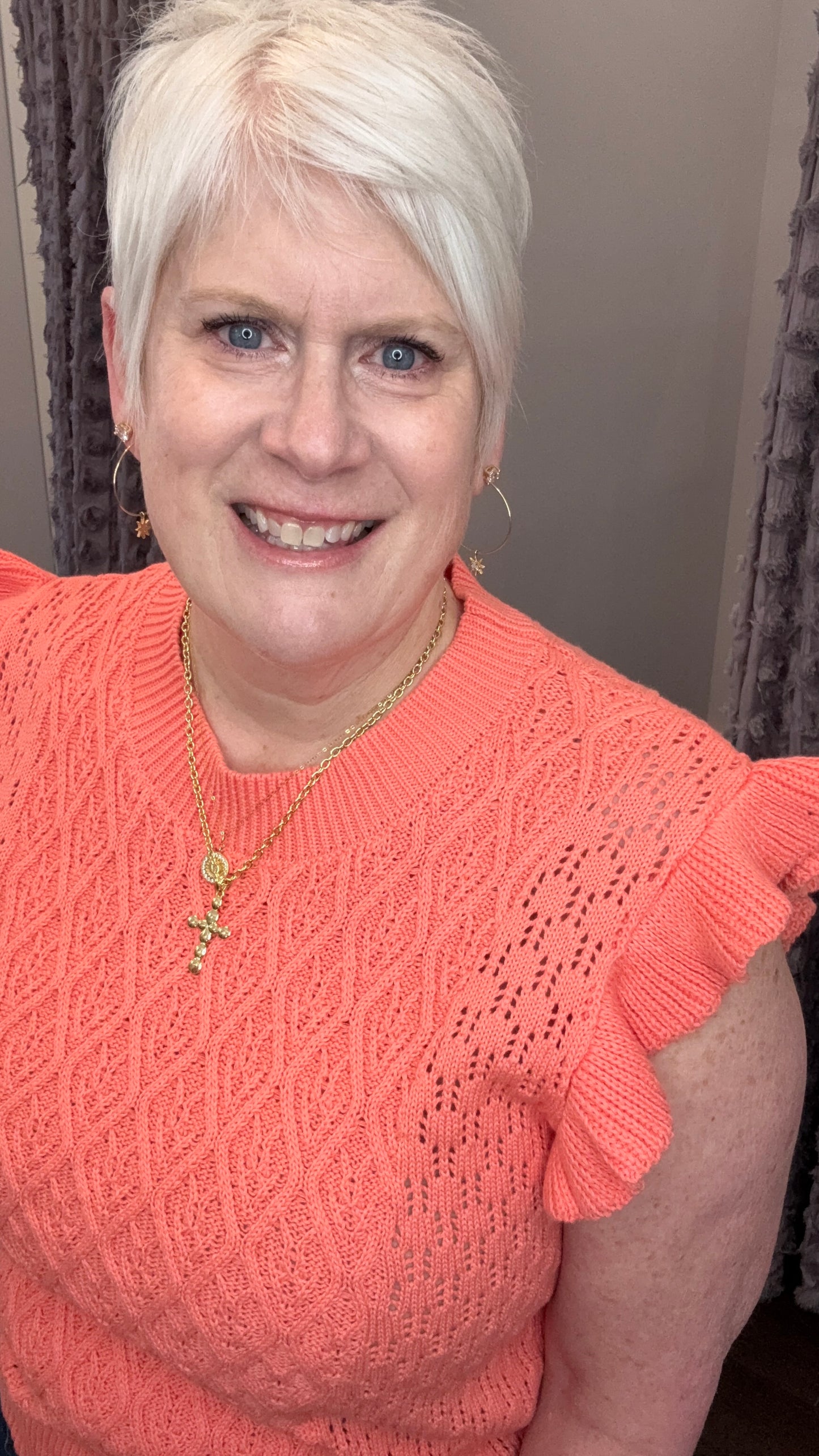 Tilly Sweater Top in Peachy Coral by Dear John