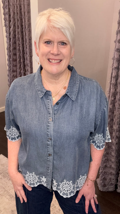 Ansel Tencel Embroidered Top by Dear John