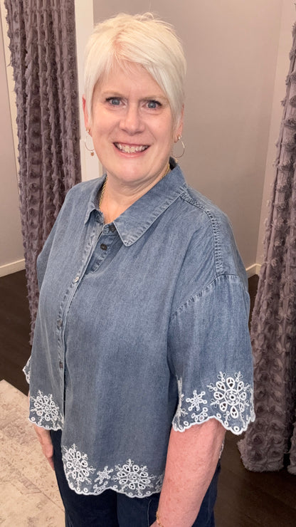 Ansel Tencel Embroidered Top by Dear John