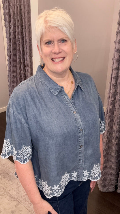 Ansel Tencel Embroidered Top by Dear John