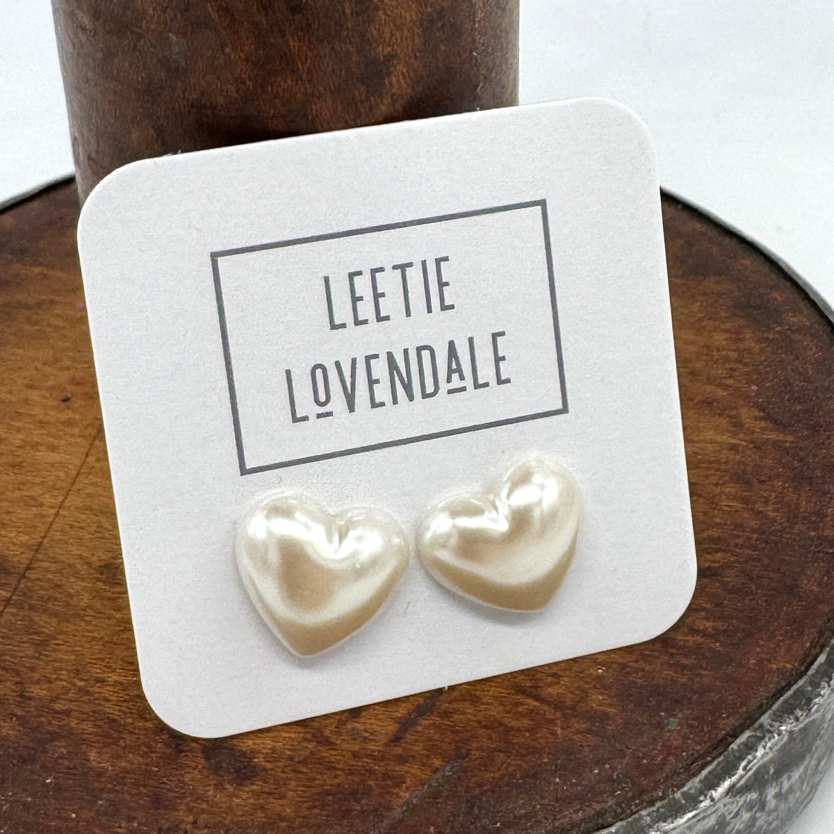 Puff Pearl Heart Studs