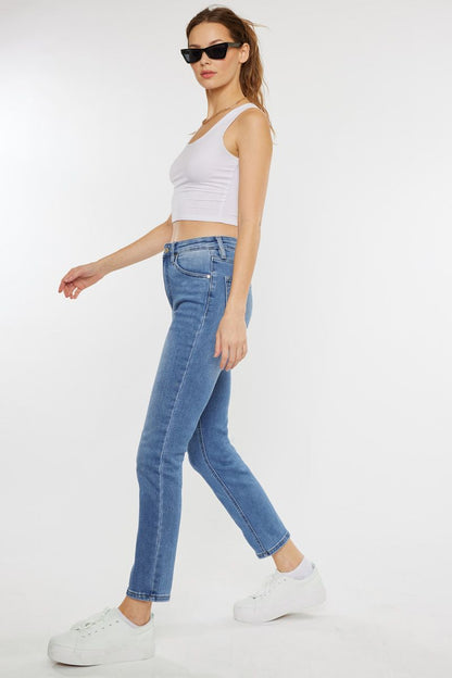 Kancan High Rise Slim Straight Medium Light Wash