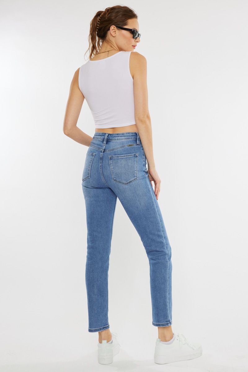 Kancan High Rise Slim Straight Medium Light Wash