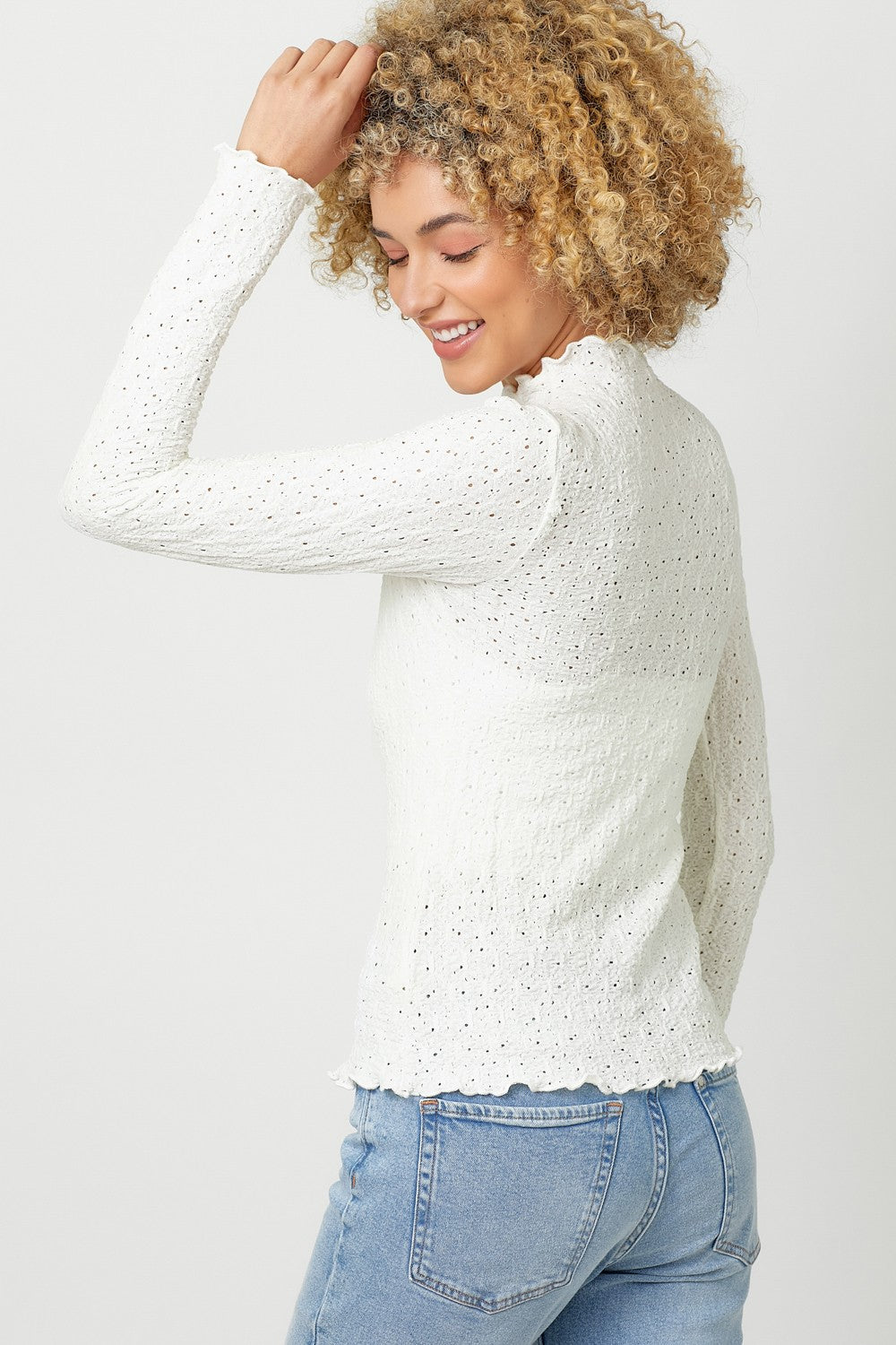 Lettuce Edge Textured Knit Top