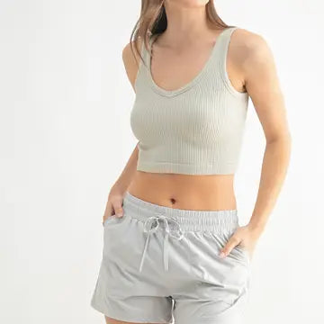 Ribbed Seamless Cropped Tank Top by Mono B