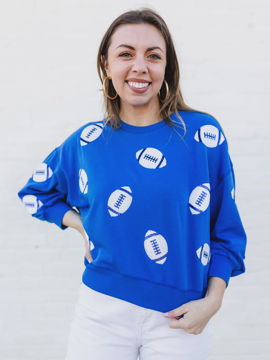 Millie Sweatshirt - Footballs Blue & White