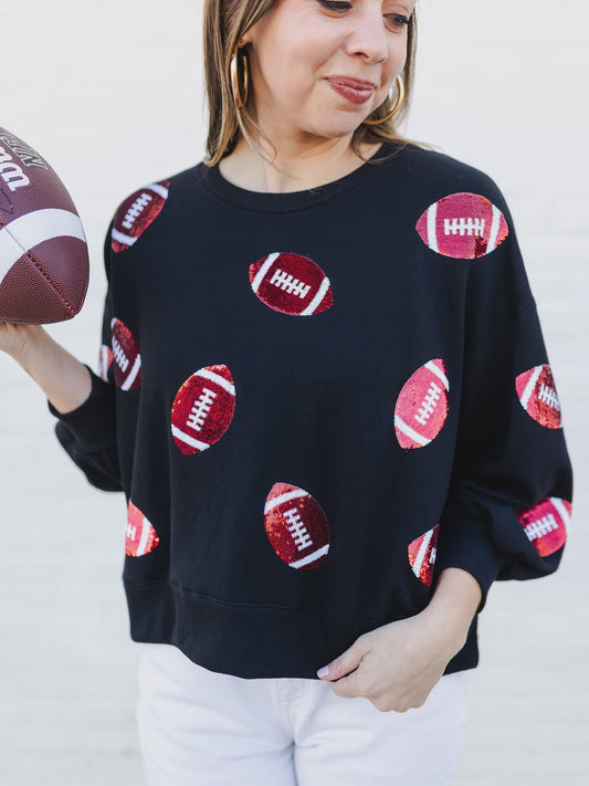 Millie Sweatshirt - Footballs Red & Black